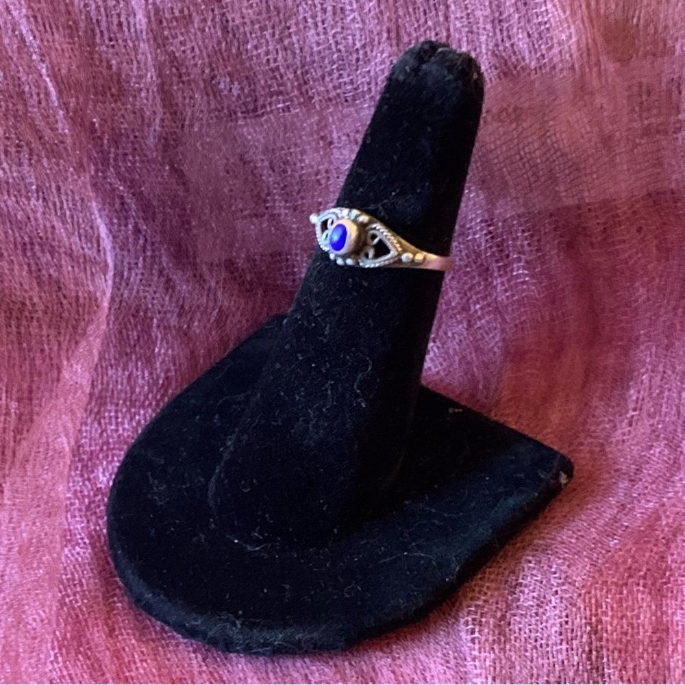 Vintage Sterling Silver Lapis Lazuli Ring Size 5 1/2